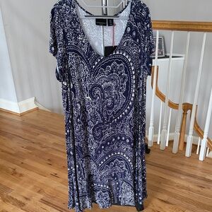 NWT Cynthia Rowley Navy and White Patterned Dress